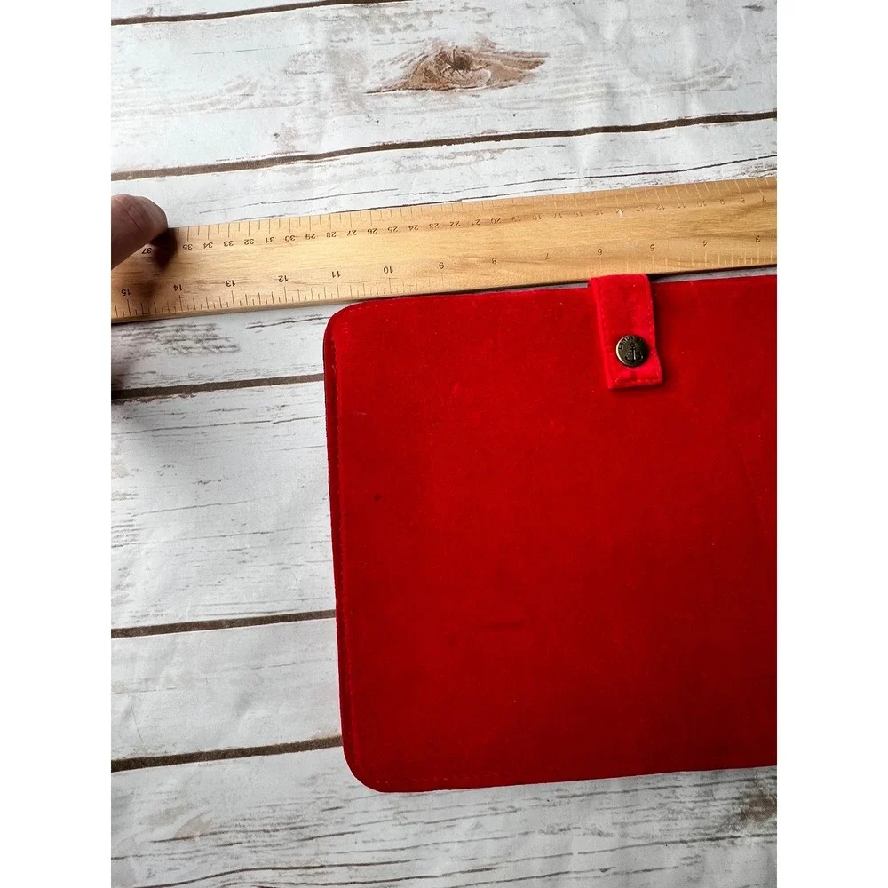 Lands End Tablet Sleeve Red Ivory Houndstooth Needlepoint Monogram S OS